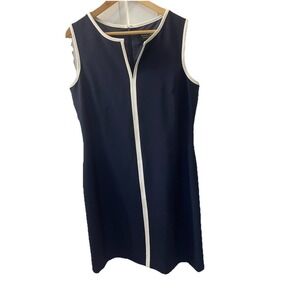 Evan Picone Black Label Navy‎ Blue V-Neck Size 10 Career Dress Classic NWT